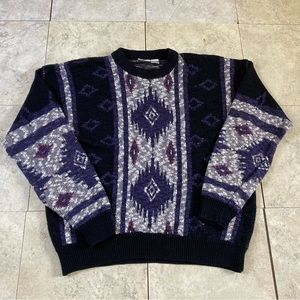 Vintage Ash Creek Trading Acrylic Geometric Southwestern Print Sweater